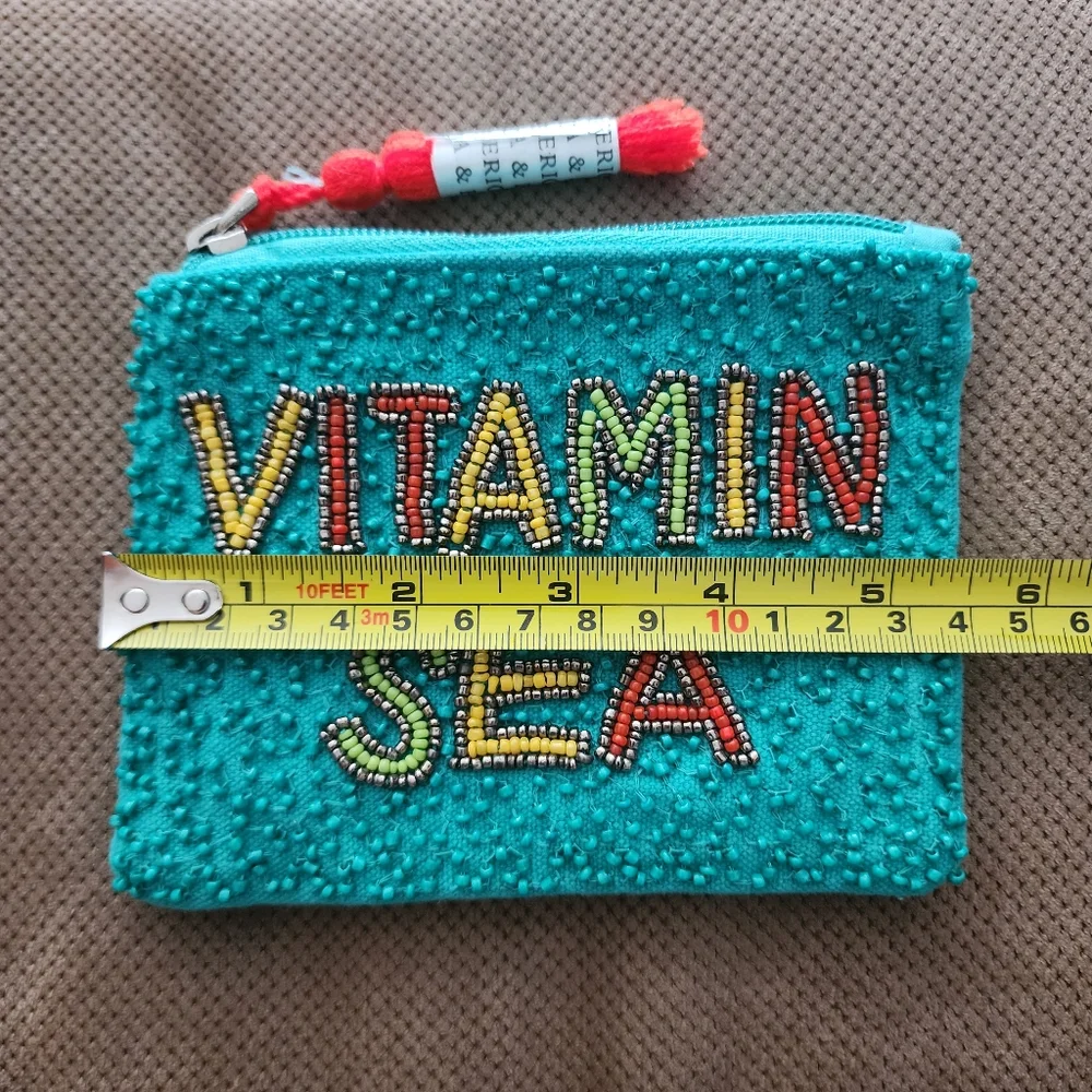 America & Beyond Vitamin Sea Beaded Zip Pouch Coin Purse